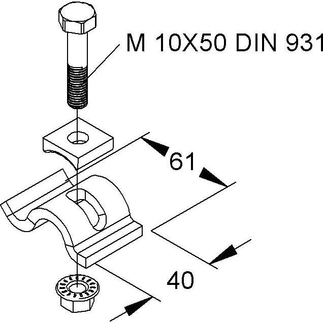 Niedax - Befestigungselement für Stiel/Profilschiene Spannklaue SPKM 25 F (1Paar) − 1 Packung