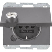 Berker - Steckdose SCHUKO-Steckdose anth/mt 47637006 Steckklemme, Schloss
