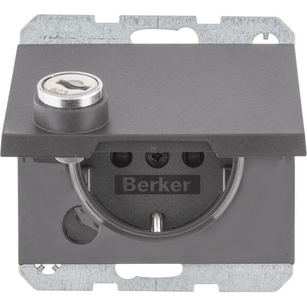 Berker - Steckdose SCHUKO-Steckdose anth/mt 47637006 Steckklemme, Schloss