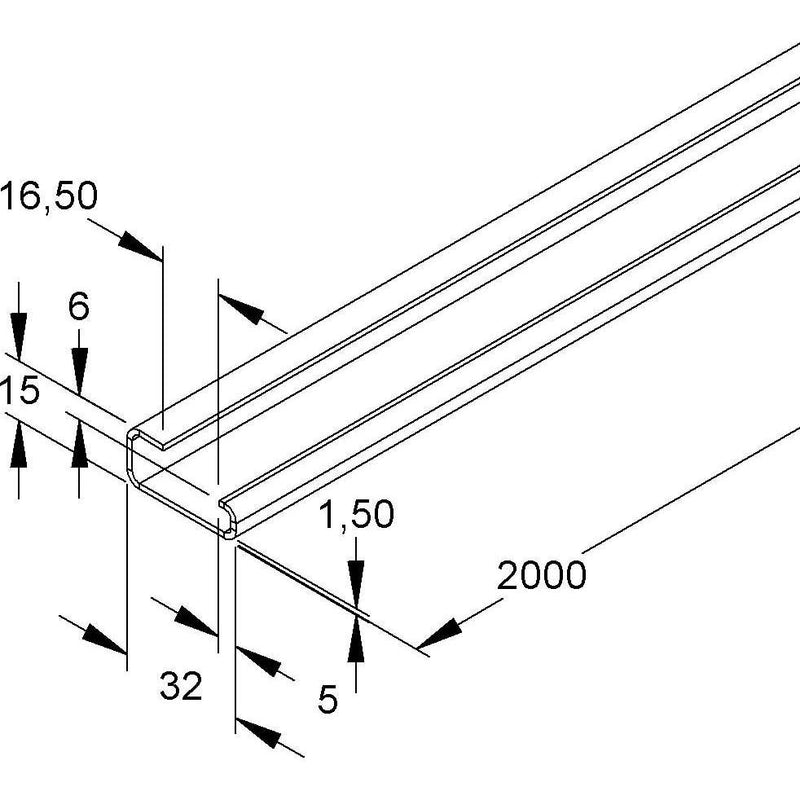 HKL - Tragschiene 534/2 ungelocht − 20 Meter