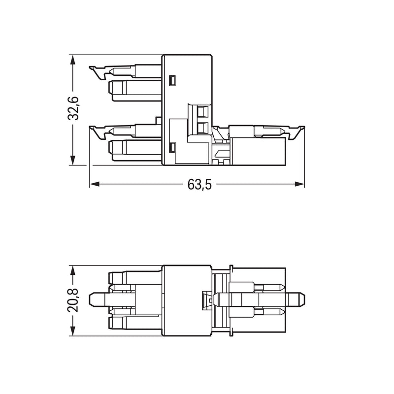 WAGO - Kompaktverteiler für steckbare Gebäudeinstallation h-Verteiler 4-polig 890-1783 Kod. B,pink − 50 Stück