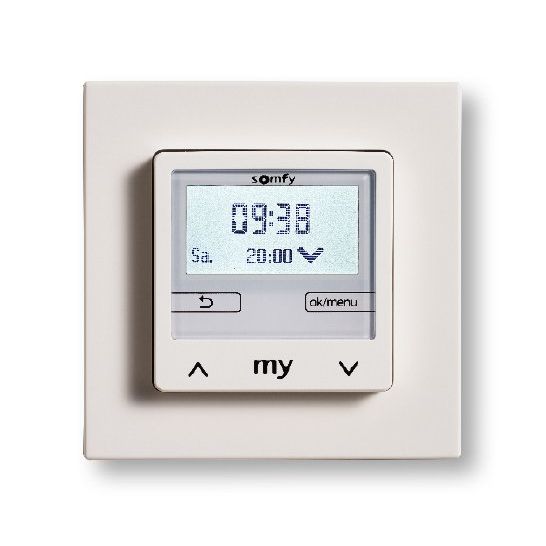 Somfy - Zeitschaltuhr für Installationsschalterprogramme Chronis Smoove Uno S 1805283 Pure White+ S.Rahmen