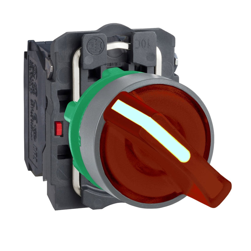 Schneider Electric - Wahlschalter, Komplettgerät Leuchtwahlschalter XB5AK124M5C0 rt,230V,1S+1Ö,in gr