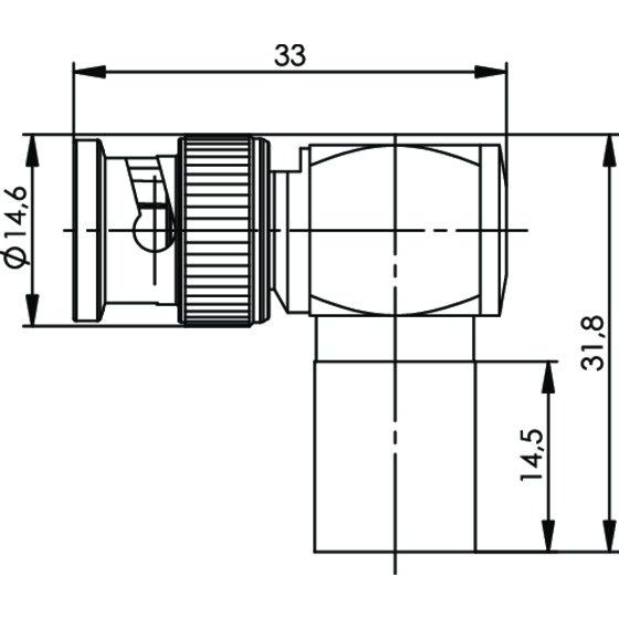 Telegärtner - Koax-Steckverbinder BNC-Kabelwinkelstecker 100023324 cr G37(2.7/7.25)