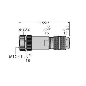 Turck - Rundsteckverbinder, feldkonfektionierbar (Industriesteckverbinder) Steckverbinder FWM12KU5DGSBMESH8 konfektionierbar