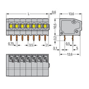 WAGO - Leiterplattenklemme 805-308 Drücker,1,5mm²,grau − 40 Stück