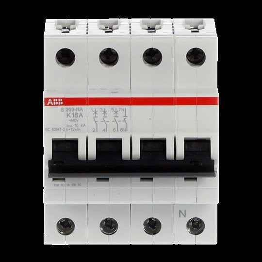 ABB Stotz S&J - Leitungsschutzschalter Sicherungsautomat S203-K16NA K,6kA,16A,3P+NA