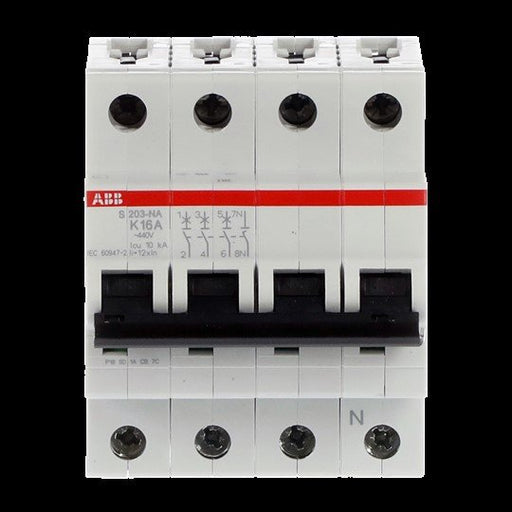ABB Stotz S&J - Leitungsschutzschalter Sicherungsautomat S203-K16NA K,6kA,16A,3P+NA