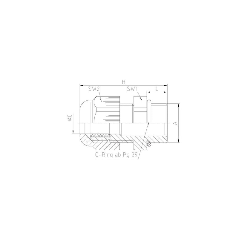 Jacob - Kabelverschraubung PERFECT Kabelverschraubung 50021/7035/15 POLYAMID PG 21 − 50 Stück