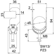OBO Bettermann Vertr - Bügelschelle Bügelschelle BS-RS1-M-46 FT 40-46mm − 100 Stück