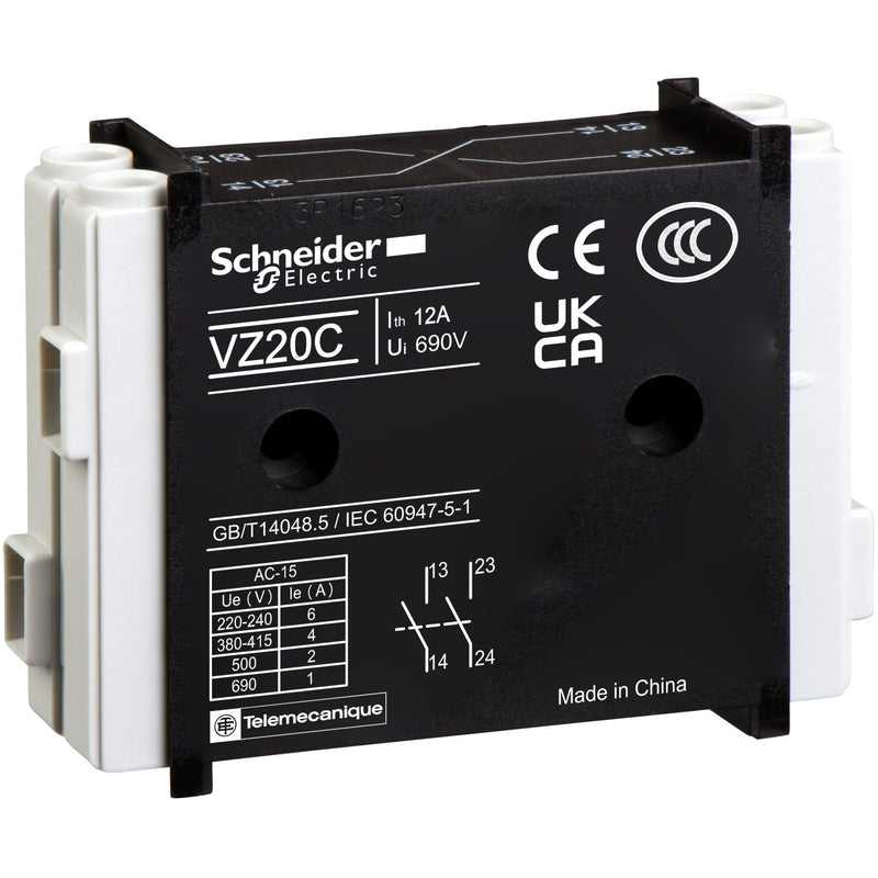 Schneider Electric - Hilfsschalterblock Hilfskontakt-Modul VZ20 2S f.V1-V6