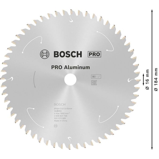 Bosch - Kreissägeblatt PRO Aluminium cordless 2608837766 Kreissägeblatt 184 x