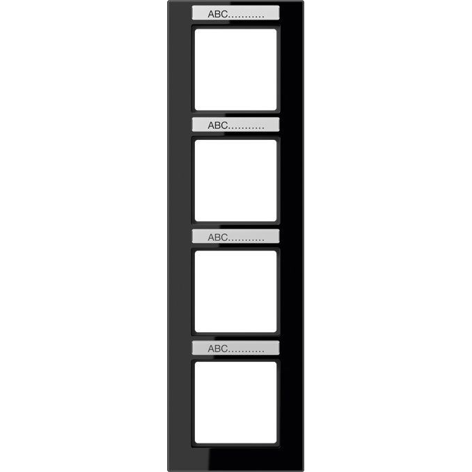 Jung - Abdeckrahmen Rahmen 4-f Schriftf. senkr AC 584 BFNA SW schwarz