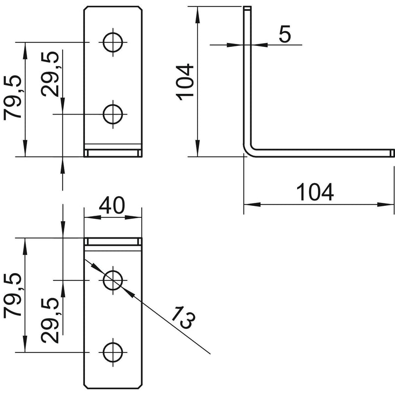 OBO Bettermann - Befestigungselement für Stiel/Profilschiene Verbindungswinkel GMS 4 VW 90 A2 104x104x40x4mm − 10 Stück