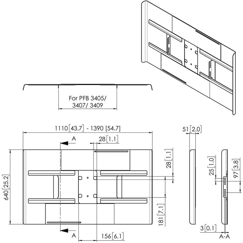 Vogels - Zubehör/Ersatzteile für Unterhaltungselektronik Rückwandabdeckung fDisplay PFA9116 sw Connect-it,QF,50-55Z