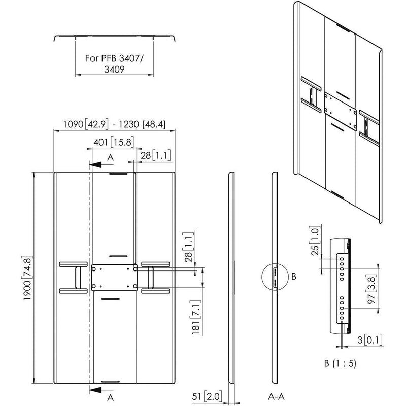 Vogels - Zubehör/Ersatzteile für Unterhaltungselektronik Rückwandabdeckung fDisplay PFA9164 sw Connect-it,HF,84-86Z