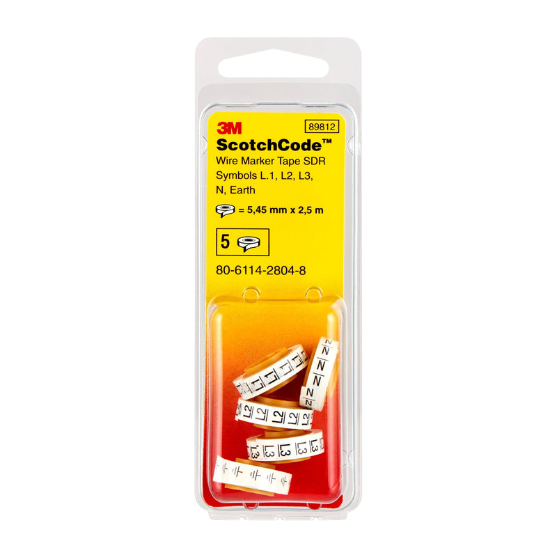 3M - Kabelmarkierungssystem Kabelmarkierer Nachfüllr. 80-6114-2804-8 L1/L2/L3/N/Erdung − 5 Packung