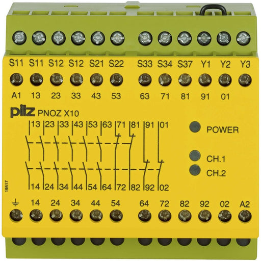 Pilz - Gerät zur Überwachung von sicherheitsgerichteten Stromkreisen Not-Aus-Schaltgerät PNOZ X10 #774703 110-120AC6n/o4nc3LED