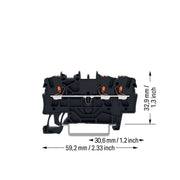 WAGO - Durchgangs-Reihenklemme 3-Leiter-Durchgangsklemme 2202-1305 Drücker,2,5 mm²,sw − 100 Stück