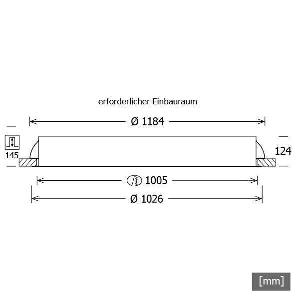 LTS Licht&Leuchten - Decken-/Wandleuchte LED-Einbauleuchte PLL271025301/DALI ws 165W 3000K 8819lm