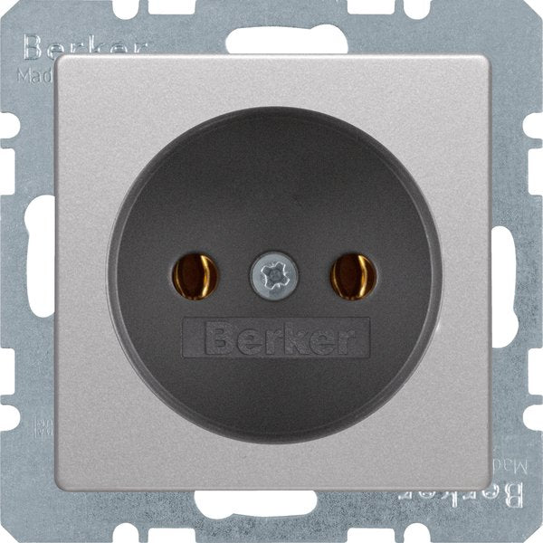 Berker - Steckdose alu/samt 6167036084 ohne Schutzkontakt