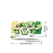WAGO - Schutzleiter-Reihenklemme Schutzleiterklemme 2004-1307 3-Leiter, TS 35