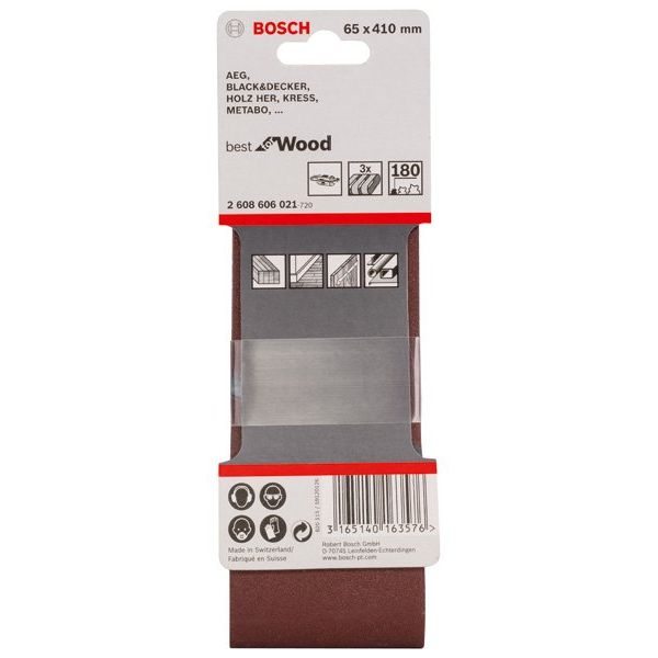 Bosch - Schleifpapier/Schleifvlies PRO X440 Schleifband, 65 x 2608606021 410 mm, G180, 3-tlg