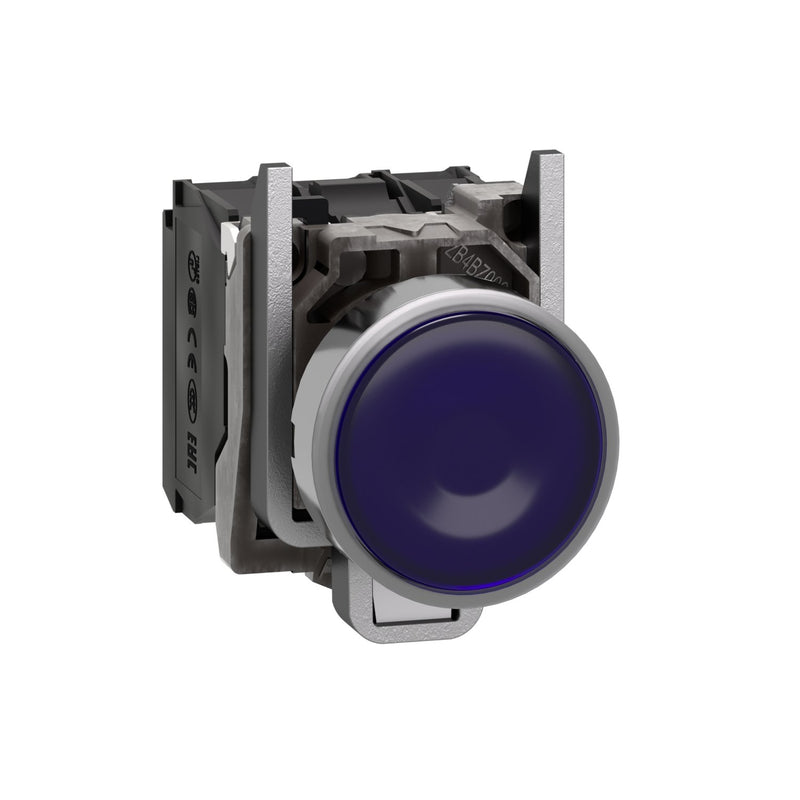 Schneider Electric - Drucktaster, Komplettgerät Leuchtdrucktaster, blau XB4BW36G5 flach, 1S+1Ö, tast