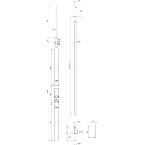 DEHN - Fangeinrichtung für Blitzschutz HVI light plus m.Stützrohr HVI LI PL L6M#819674 D40mm, L2900mm