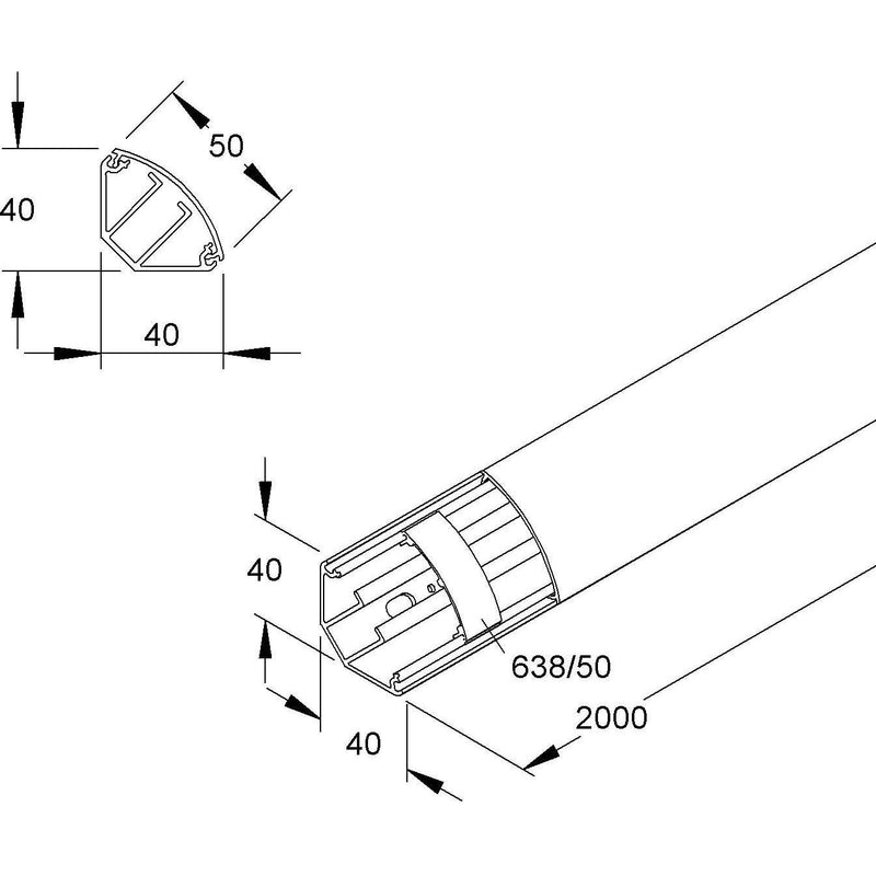 HKL - EckKanal rws EDK50.3 EDK-Kanal 40x50 − 2 Meter