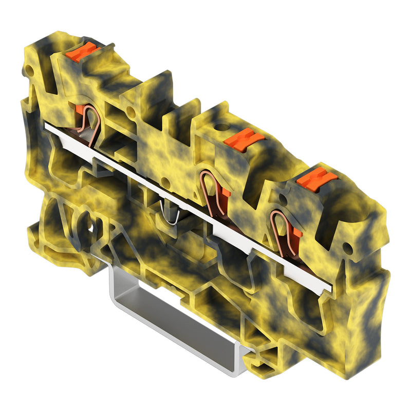 WAGO - Durchgangs-Reihenklemme 3-Leiter-Durchgangsklemme 2204-1301/000-053 Drücker,4mm²,dgr-ge − 50 Stück