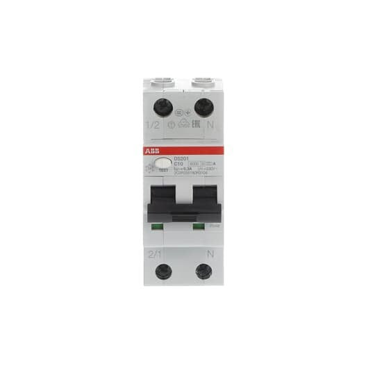 ABB Stotz S&J - Kombination FI-Schalter/Leitungsschutzschalter FI/LS-Schalter DS201A-C10/0,3 6kA, 1p+N