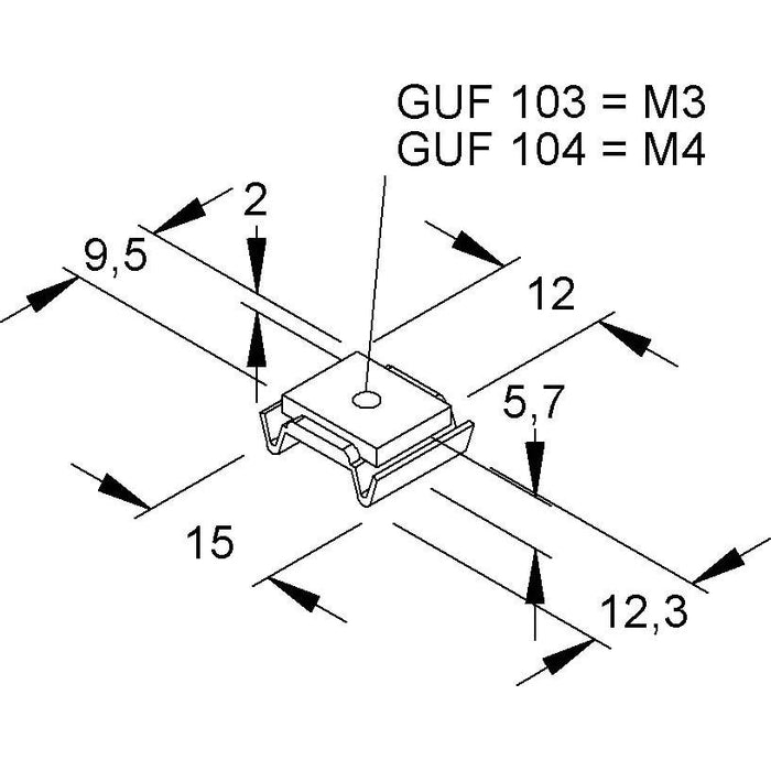 Niedax - Gleitmutter Gleitmuttern GUF 104 − 100 Stück
