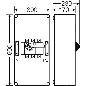 Hensel - Lasttrennschalter Lastschaltergehäuse Mi 7455 250A 3p.+PE+N