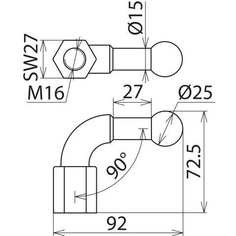 DEHN - Festpunkt für EuK-Vorrichtung Kugelfestpunkt KFP 25 W90 M16 D 25mm 90Grad abgew