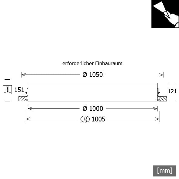 LTS Licht&Leuchten - Decken-/Wandleuchte LED-Einbauleuchte PLL251000302/DALI 165W 3000K 9971lm