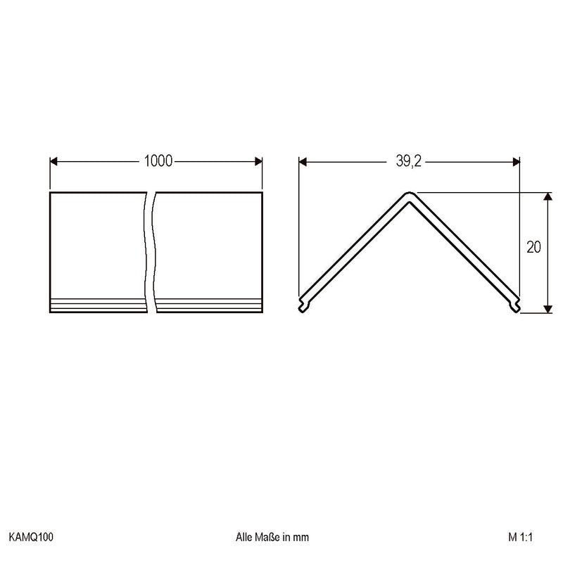 EVN Lichttechnik - Mechanisches Zubehör/Ersatzteile für Leuchten Profil-Abdeckung KAMQ100 opal, 100cm