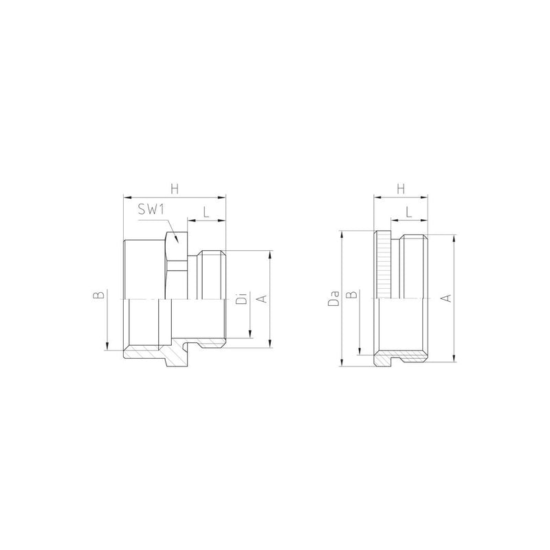 Jacob - Erweiterungs-/Reduzierring Reduktion 2125 PG21 M25x1,5 − 100 Stück
