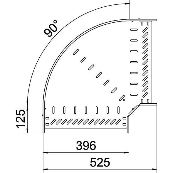 OBO Bettermann - Bogen für Kabelrinne Bogen 90 Grad RB 90 640 FT 60x400 tauchfeuerv