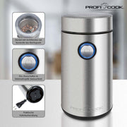 PROFICOOK - Kaffeemühle Kaffeeschlagwerk PC-KSW 1216 inox 150W