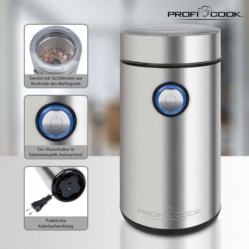 PROFICOOK - Kaffeemühle Kaffeeschlagwerk PC-KSW 1216 inox 150W