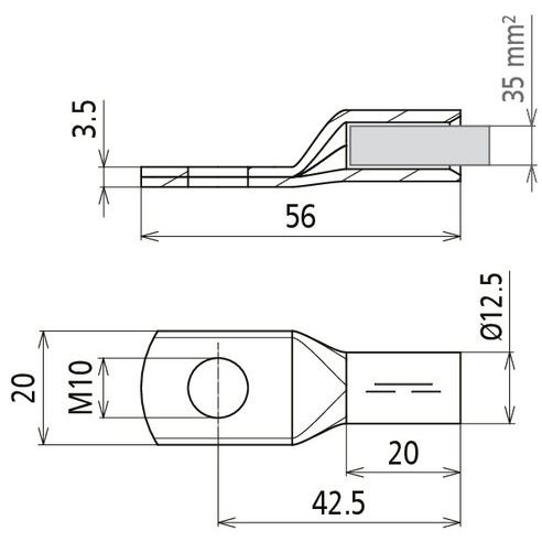 DEHN - Presskabelschuh für Cu-Leiter Presskabelschuh PKS 35 10 CUGALSN − 3 Stück