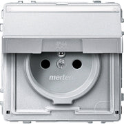 Merten - Steckdose alu MEG2612-7260 Schuko.stift Klappd