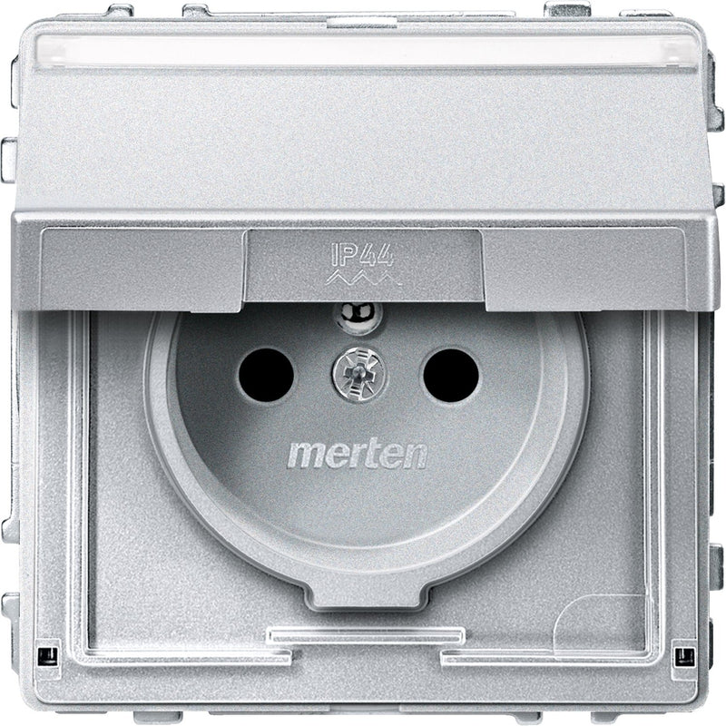 Merten - Steckdose alu MEG2612-7260 Schuko.stift Klappd