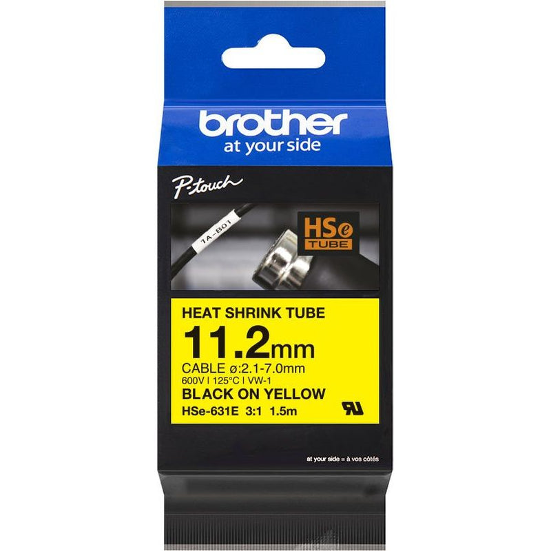 Brother - Schrumpfschlauch Schrumpfschlauchkassette HSe-631E ge/sw, 11,2mm, 1,5m