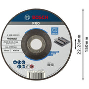 Bosch - Trenn-/Schleifscheibe PRO Metal Schleifscheibe, 2608600389 150 x 6 x 22.23 mm