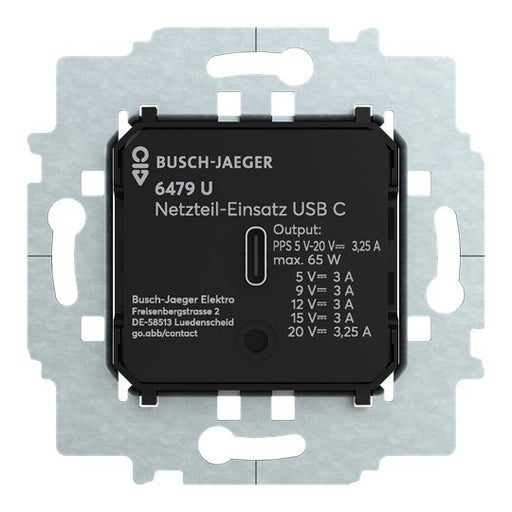 Busch-Jaeger - USB-Spannungsversorgung USB-Netzteil-Einsatz 6479 U USB C schwarz