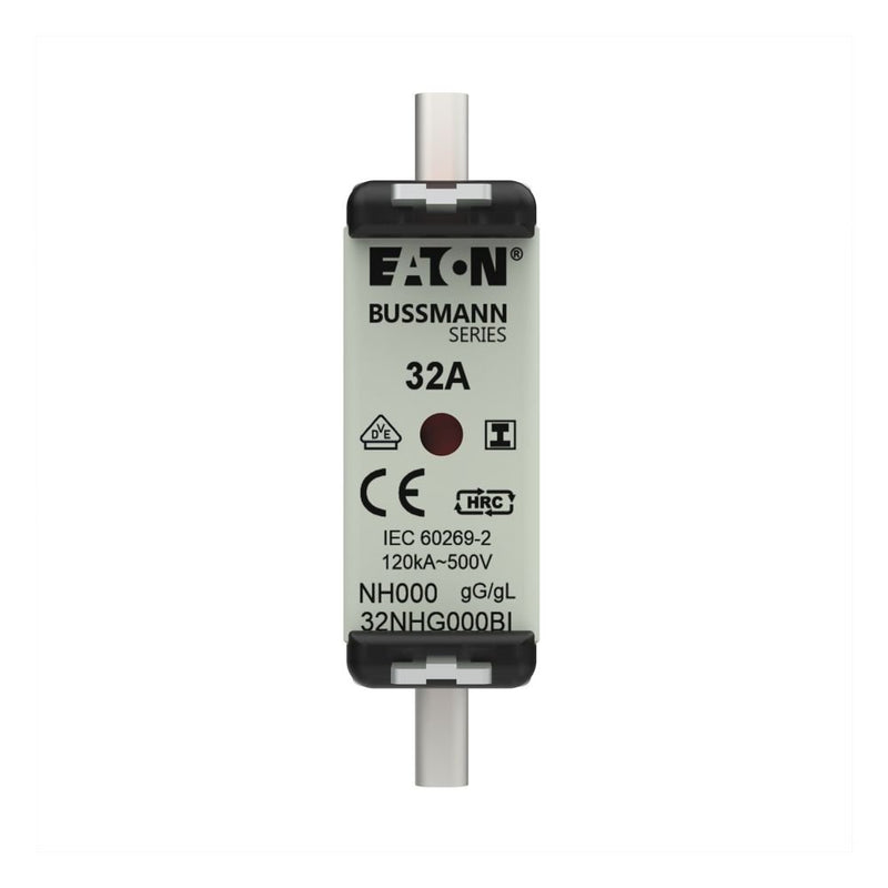 Eaton - Messersicherung Sicherungseinsatz Nieders. 32NHG000BI 32A AC 500V 120kA − 3 Stück
