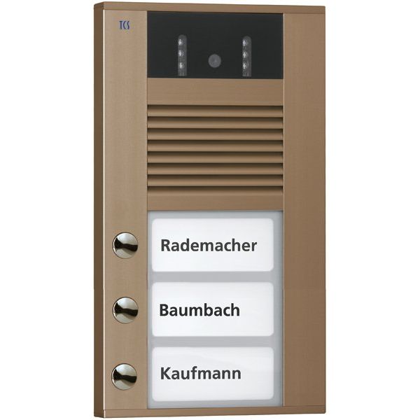 TCS Tür Control - Türstation für Türkommunikation Video color Außenstation AVD14033-0012 3Tast 1reih.AP bro