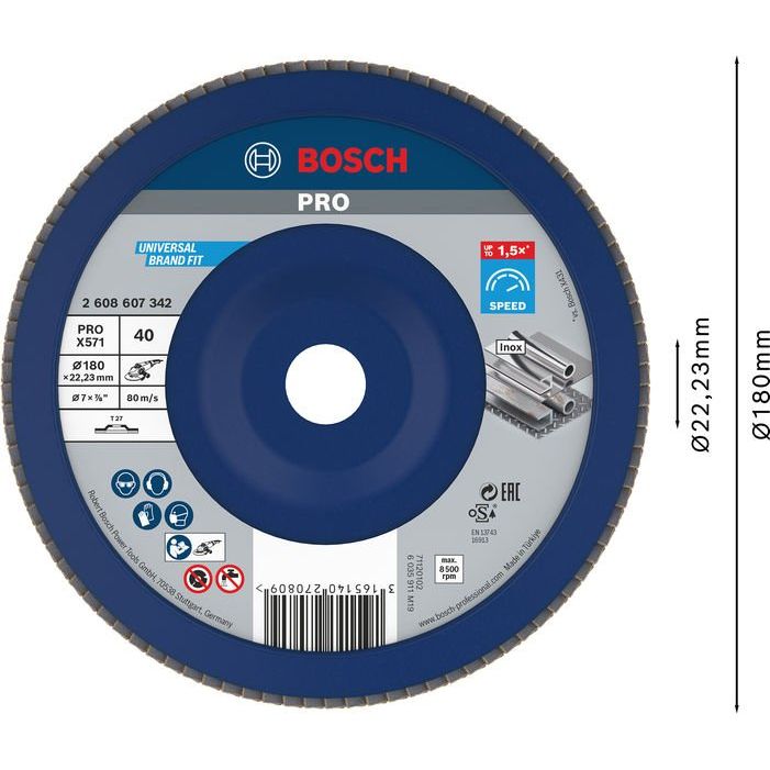 Bosch - Trenn-/Schleifscheibe PRO X571 2608607342 Fächerschleifscheibe